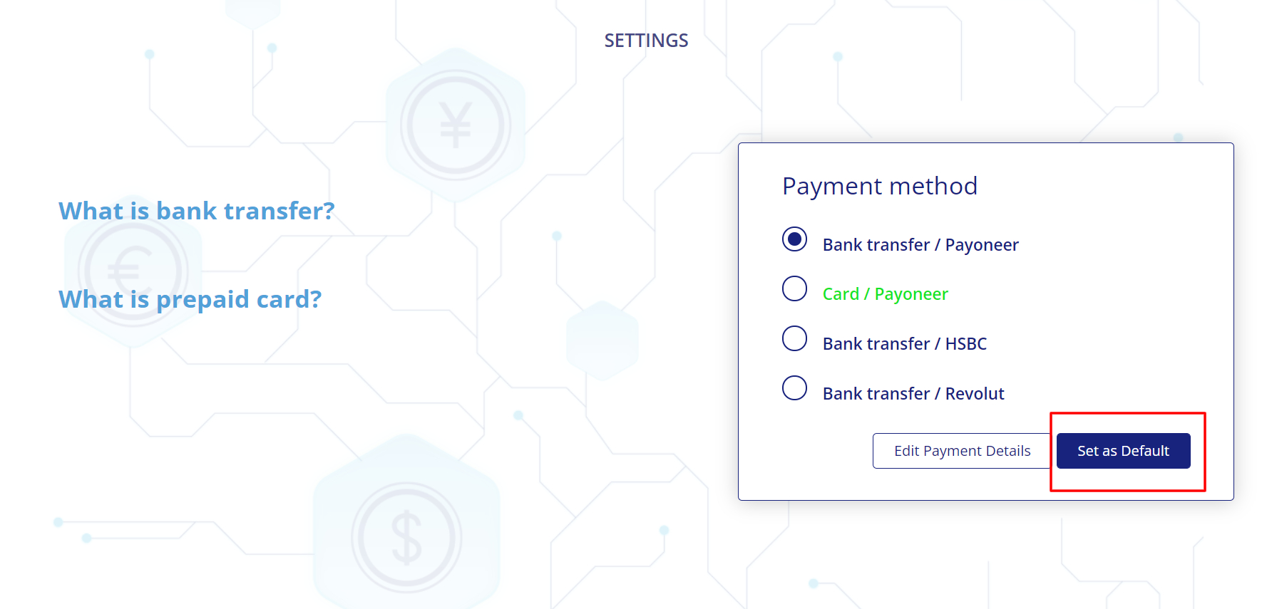 Default Payment Method Transformify