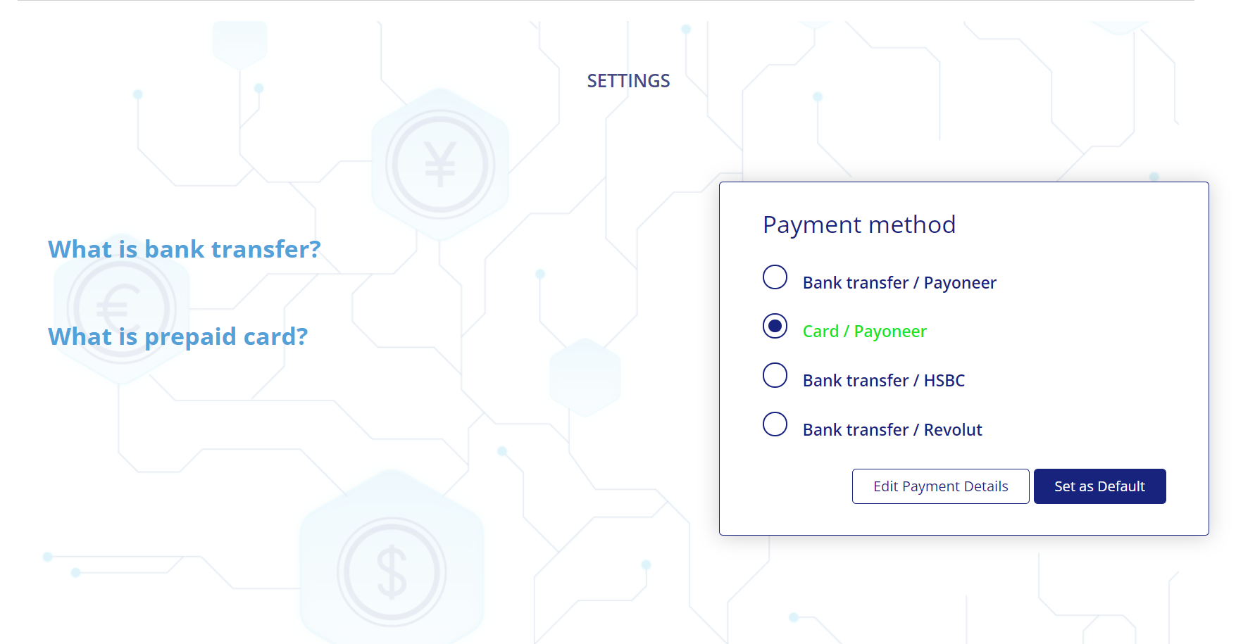 My Default Payment Method Green