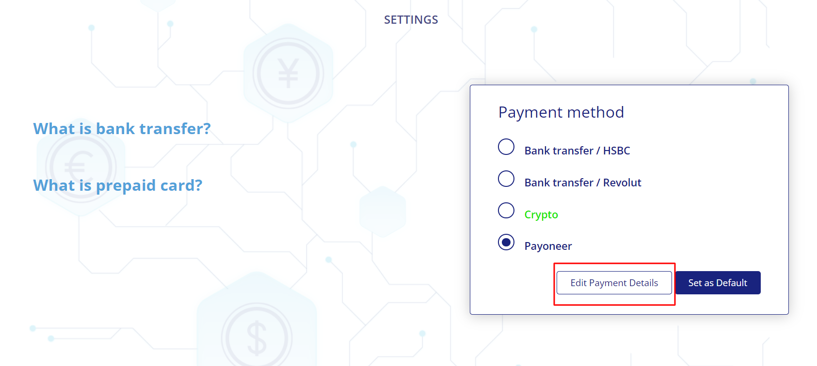 select a payment method