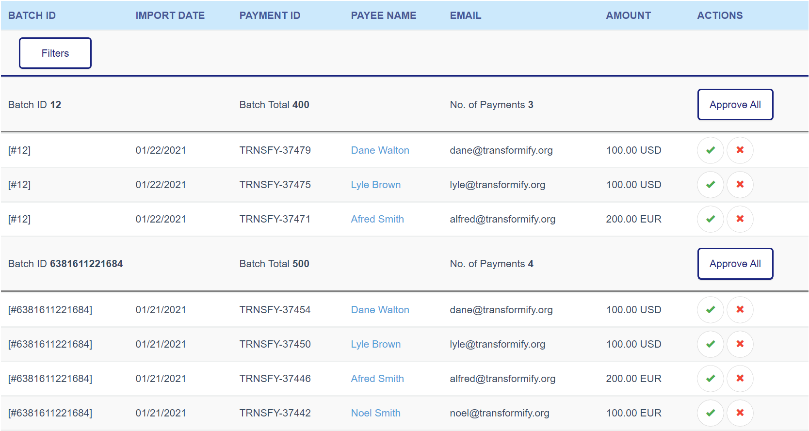 self-billing approve payments